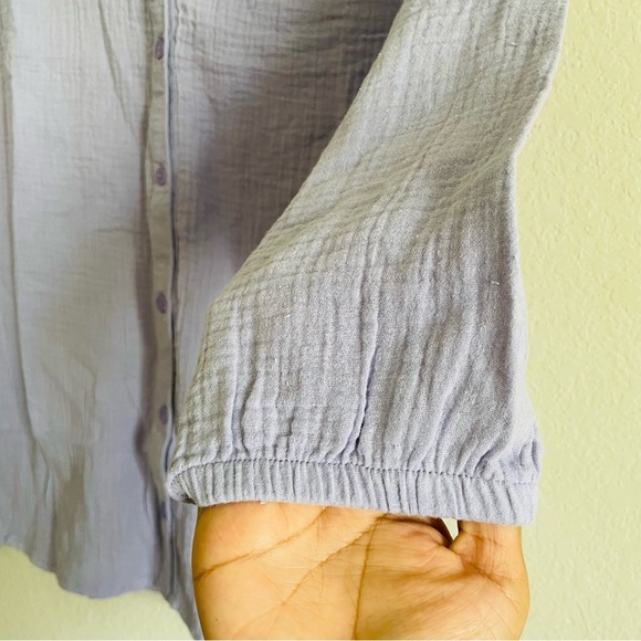 Blair Women's Lavender gauzy 100% cotton blouse size L peasant minimalist gma - Picture 7 of 8